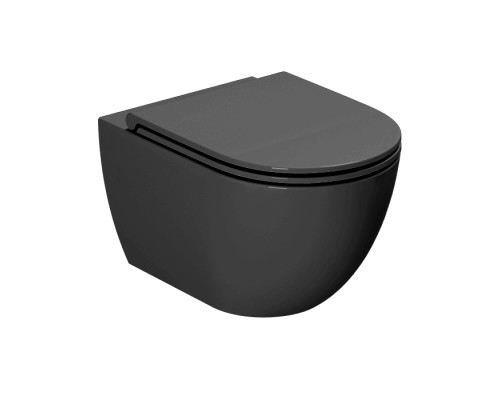 Azzurra Comoda Унитаз подвесной безободковый 51,5x36 см, c креплением, Easy Clean, 3L Water Saving, цвет: Carbone. CMVCSPE00000CA