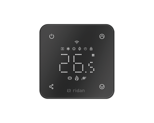 Комнатный термостат Ридан RSmart-FB с Wi-Fi подключением 230V, встраиваемый, черный 088L1144R