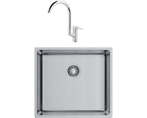 Комплект Мойка кухонная Omoikiri TADZAVA 49-U/I-IN ULTRA 15 нержавеющая сталь + Смеситель MEGA Snow MG-SH03 хром