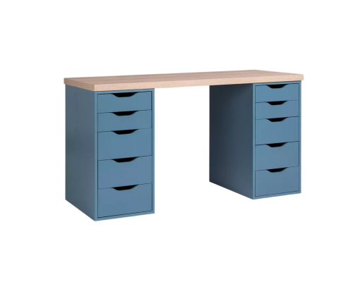 Письменный стол ГУД ЛАКК Ингар 2/55 140x75 см, дуб беленый, серо-бирюзовый