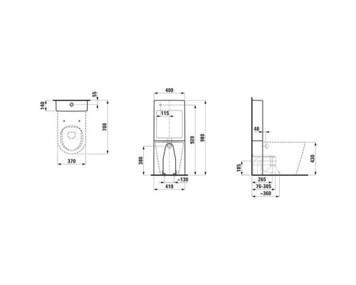Laufen Kartell Бачок 98х40см., напольный, двойной смыв, цвет: белый матовый. 8.2966.1.757.881.1