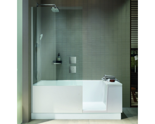DURAVIT Shower + Bath Bathtub Ванна 170х75хh210.5см, прямоугольная с входной дверью и душевой шторкой ЗЕРКАЛЬНОЙ, SX - левосторонняя, цвет: белый. 700403000100000,  791246000001000