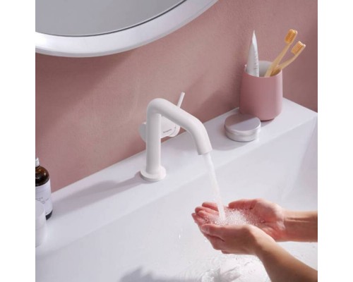 Hansgrohe Tecturis S Смеситель для раковины, 1 отв., с донным клапаном Push-Open, цвет: белый матовый. 73320700 Hansgrohe Tecturis S Смеситель для раковины, 1 отв., с донным клапаном Push-Open, цвет: белый матовый. 73320700