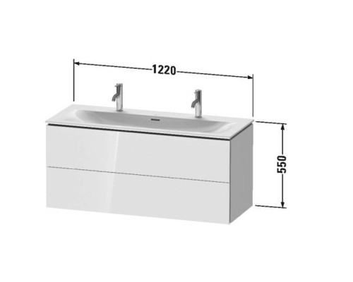 Duravit L-Cube База подвесная 122x48.1x55см с раковиной, 2 ящика, цвет: глянцевый белый. 2344120058,  LC630902222