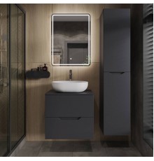 Мебель для ванной комнаты Orange Line 60 подвесная, 2 ящика, матовый графит с раковиной B05-480W