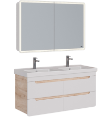Мебель для ванной комнаты Lemark Olivia 125 дуб кантри, белая глянцевая, раковина Гармония