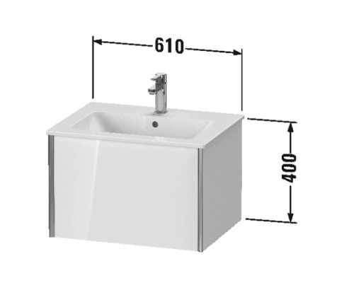 Duravit XViu Тумба подвесная 61x48x40см, с раковиной, 1 ящик, цвет: белый глянцевый/champagne matt. 2336630000,  XV40250B122