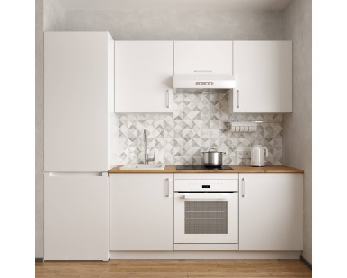 Кухонный гарнитур Domaci Болонья 180 см, фасад белый, ручка хром, столешница дуб вотан KUH-767405