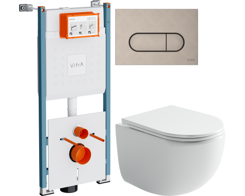 Комплект Унитаз подвесной Ceramicanova UP Rimless CN4007 белый + Инсталляция VitrA V-Fix Core 732-5800-01PV + Кнопка Root Round 740-2295 никель Комплект Унитаз подвесной Ceramicanova UP Rimless CN4007 белый + Инсталляция VitrA V-Fix Core 732-5800-01PV + Кнопка Root Round 740-2295 никель
