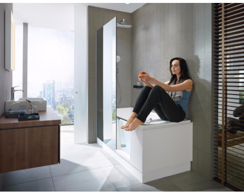 DURAVIT Shower + Bath Bathtub Ванна 170х75хh210.5см, прямоугольная с входной дверью и душевой шторкой ЗЕРКАЛЬНОЙ, SX - левосторонняя, цвет: белый. 700403000100000,  791246000001000