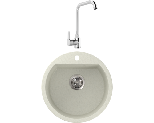 Комплект Мойка кухонная NOVA 51G белая + Смеситель MEGA Ege MG-PL10 хром