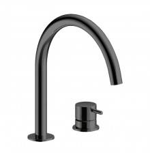 Almar Mixers Смеситель для раковины, 2 отв., без донного клапана, цвет: черный металл брашированный PVD. E214005.AB