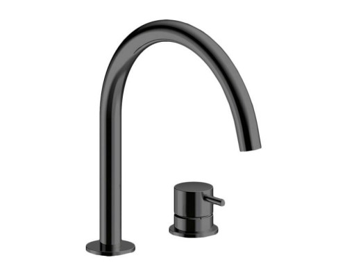 Almar Mixers Смеситель для раковины, 2 отв., без донного клапана, цвет: черный металл брашированный PVD. E214005.AB