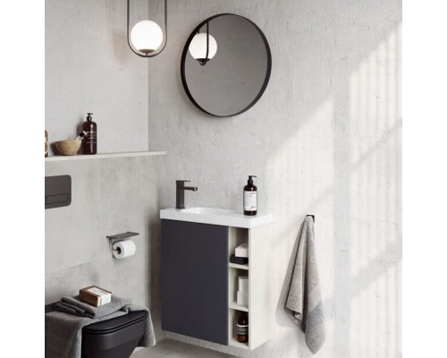 Мебель для ванной комнаты Aqwella Alba 60 L, подвесная, светлый камень