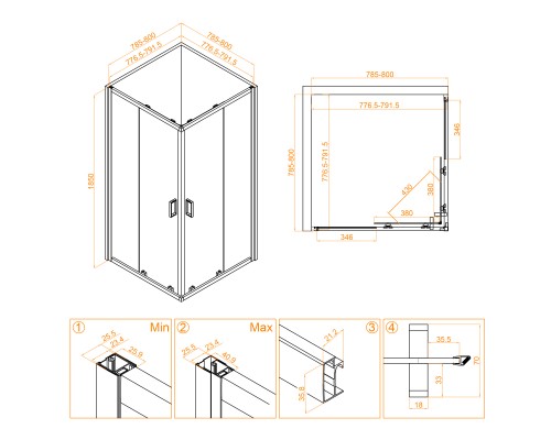 Душевой уголок RGW CL-34B 800x800