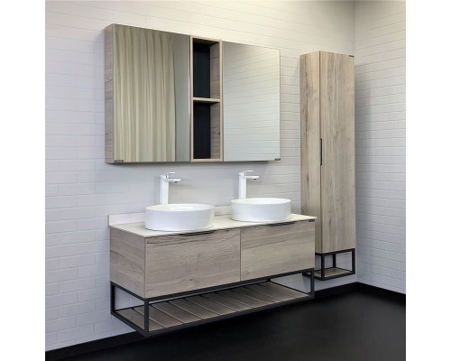 Мебель для ванной комнаты Comforty Порто 120 две раковины, подвесная, дуб дымчатый