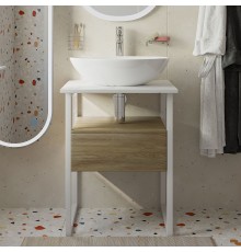 Тумба с раковиной DIWO Элиста 60 светлое дерево с раковиной Moduo 55 Leaf