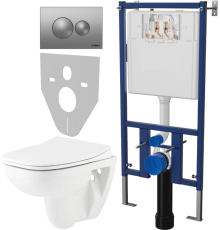 Комплект Унитаз подвесной Seramiksan Petite A101002H + Крышка AG50006 с микролифтом + Инсталляция DIWO 4501 + Кнопка 7311 хром матовый