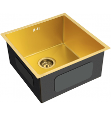 Мойка кухонная Domaci Равенна PVD DMB-112 золотая, 45х45 см, нержавеющая сталь, квадратная, встраиваемая
