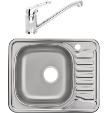 Комплект Мойка Domaci Равенна Fort DCO 580*480 (6) L2TG L + Смеситель