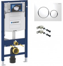Система инсталляции для унитазов Geberit Duofix UP 320 111.300.00.5 кнопка белая, глянцевый хром