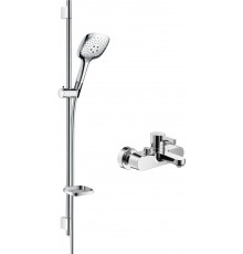 Смеситель для ванны с душем Hansgrohe Metris S 31460000 + Душевой гарнитур Hansgrohe Raindance Select E 150 27857000 Unica'S Puro