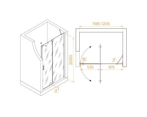 Душевая дверь RGW HO-014Gr 1200 Душевая дверь RGW HO-014Gr 1200
