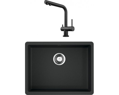 Комплект Мойка кухонная Omoikiri Kata 54-U-BL черная + Смеситель Nagano PVD-GM вороненая сталь