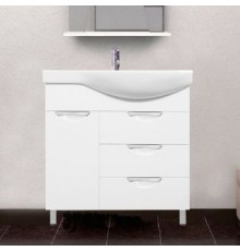 Тумба с раковиной Style Line Жасмин 82 L белая, с бельевой корзиной