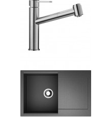 Комплект Мойка Omoikiri Daisen 78-BL черная + Смеситель Blanco Ambis-S 523119