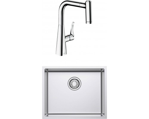 Комплект Мойка Omoikiri TADZAVA 54-U/I ULTRA-IN + Смеситель Hansgrohe Metris M71 14834000 хром