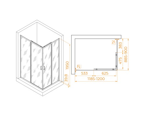 Душевой уголок RGW PA-040B 900x1200 Душевой уголок RGW PA-040B 900x1200
