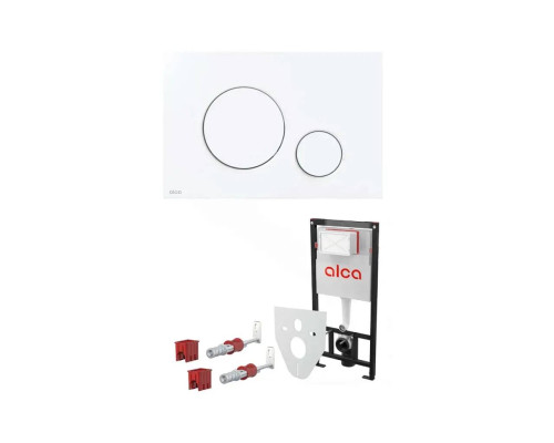 AM101/1120-4:1 RU M670-0001 AlcaPlast Инсталляция с белой глянцевой кнопкой и шумоизоляцией AM101/1120+M670+M91 (AM101/1120-4:1 RU M670-0001)