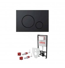 Инсталляция с черной матовой кнопкой и шумоизоляцией AlcaPlast AM101/1120+M678+M91 (AM101/1120-4:1 RU M678-0001)