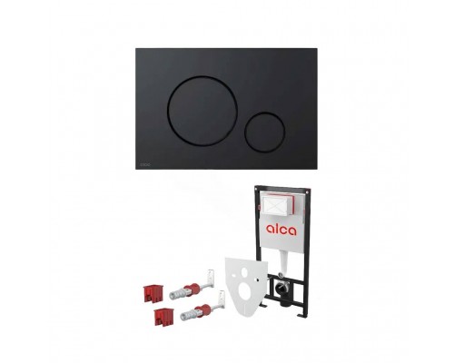 Инсталляция с черной матовой кнопкой и шумоизоляцией AlcaPlast AM101/1120+M678+M91 (AM101/1120-4:1 RU M678-0001)