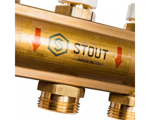 Распределительный коллектор из латуни без расходомеров STOUT 9 выходов (SMB 0468 000009) Распределительный коллектор из латуни без расходомеров STOUT 9 выходов (SMB 0468 000009)
