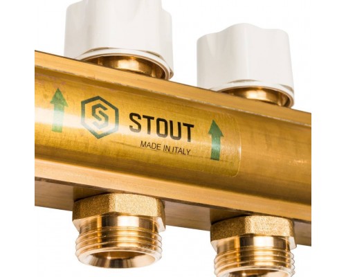 Распределительный коллектор из латуни без расходомеров STOUT 9 выходов (SMB 0468 000009) Распределительный коллектор из латуни без расходомеров STOUT 9 выходов (SMB 0468 000009)