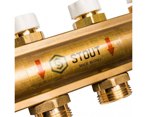 Распределительный коллектор из латуни без расходомеров STOUT 10 выходов (SMB 0468 000010) Распределительный коллектор из латуни без расходомеров STOUT 10 выходов (SMB 0468 000010)