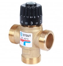 STOUT SVM-Термостатические SVM-0120-164325 STOUT Термостатический смесительный клапан для систем отопления и ГВС. G 1” M, 20-43°С KV 1,6 м3/ч (SVM-0120-164325)