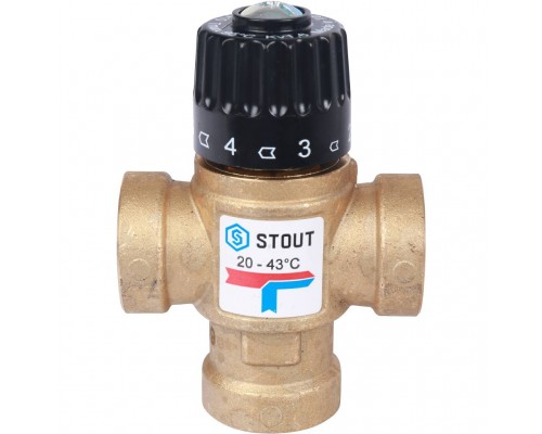 Термостатический смесительный клапан для систем отопления и ГВС STOUT 3/4 ВР 20-43°С KV 1,6 SVM-0110-164320 (SVM-0110-164320)