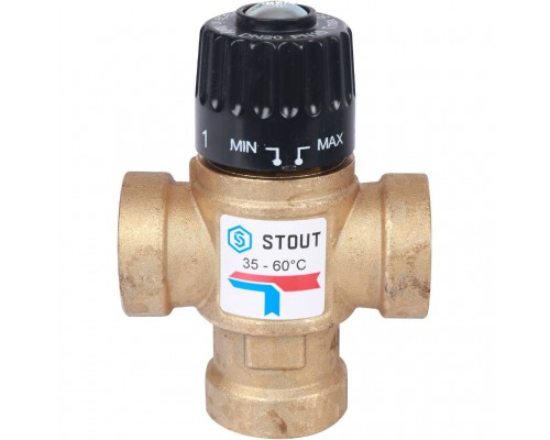 Термостатический смесительный клапан STOUT для систем отопления и ГВС 3/4 ВР 35-60°С KV 1,6 SVM-0110-166020 (SVM-0110-166020)