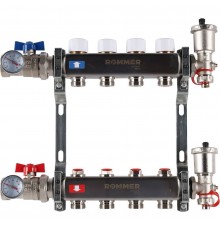 Коллектор из нержавеющей стали в сборе без расходомеров ROMMER 4 выхода (RMS-3210-000004)