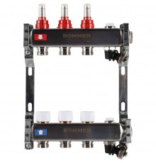 Коллектор из нержавеющей стали с расходомерами ROMMER, с клапаном вып. воздуха и сливом 3 выхода (RMS-1201-000003)