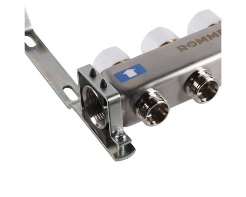 Коллектор из нержавеющей стали с расходомерами ROMMER, с клапаном вып. воздуха и сливом 3 выхода (RMS-1201-000003)
