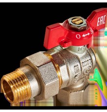 Кран шаровой угловой с американкой ROMMER ВР/НР, ручка бабочка 1/2 (RBV-0006-2610215)