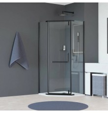Душевой уголок RGW Hotel HO-081-B 100х100х195 см, профиль черный, стекло прозрачное