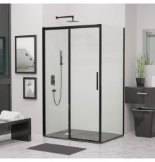 Душевой уголок RGW Leipzig LE-12B+80 см (147-151)x80x195 профиль черный матовый, стекло прозрачное