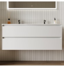 Тумба с раковиной Sancos Cento 120 см двойная, белый глянец