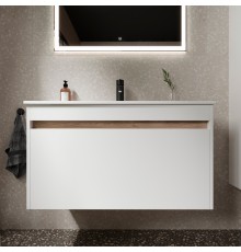 Тумба с раковиной Sancos Smart 90 см белый глянец