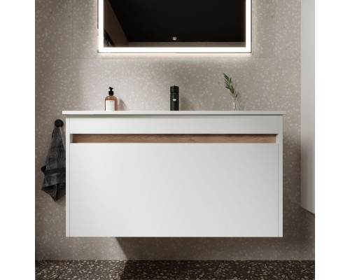 Тумба с раковиной Sancos Smart 90 см белый глянец